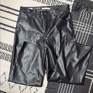 Levi’s Black Faux Leather Wide-Leg Pants — Modern High-Rise